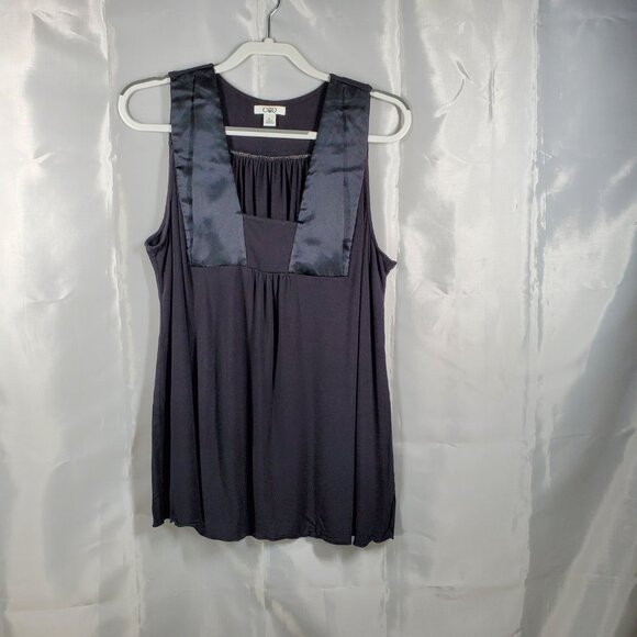 Cato Tops - Cato Sleeveless Blouse Solid Black Tank Top with Pleats on Front Wmn Sz XL